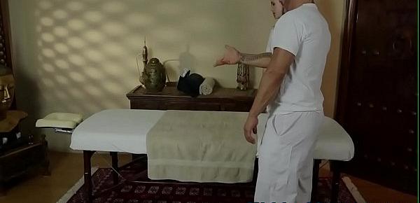  Chubby babe titfucked by masseurs dick